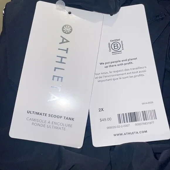 NWT Athleta Ultimate Scoop Tank Black. 2X - Picture 8 of 8
